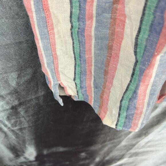 Women Orvis XL Striped Button Down Shirt Short Sleeve Lightweight Casual Blouse - Picture 5 of 9